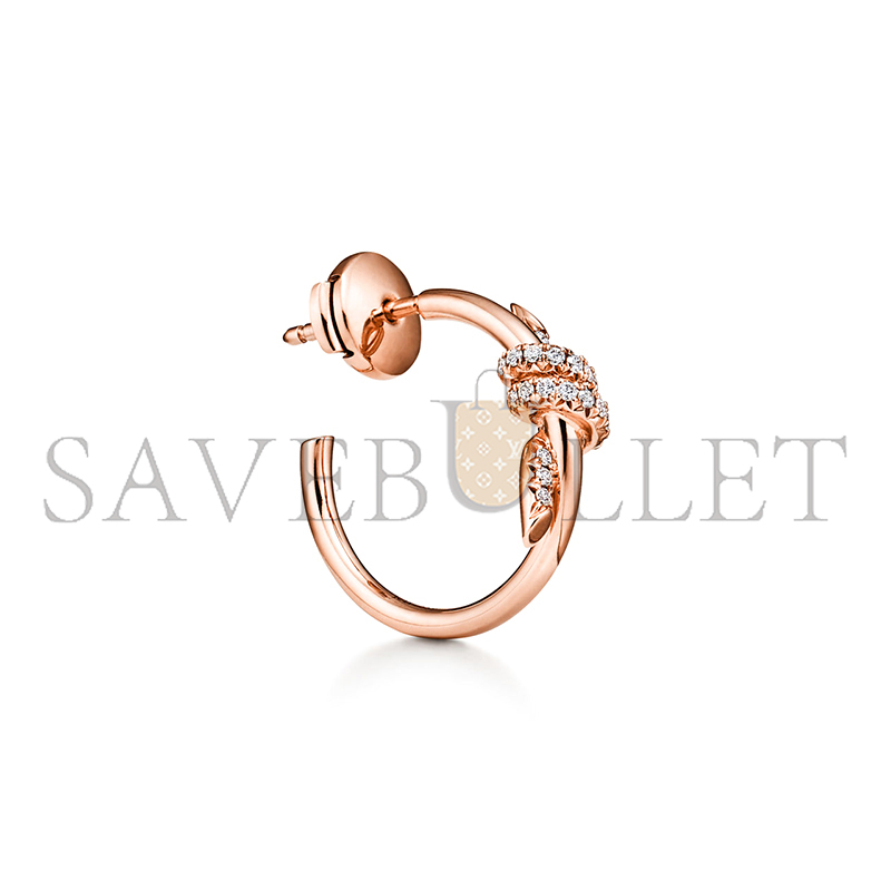 TIFFANY KNOT HOOP EARRINGS IN ROSE GOLD WITH DIAMONDS 75123604